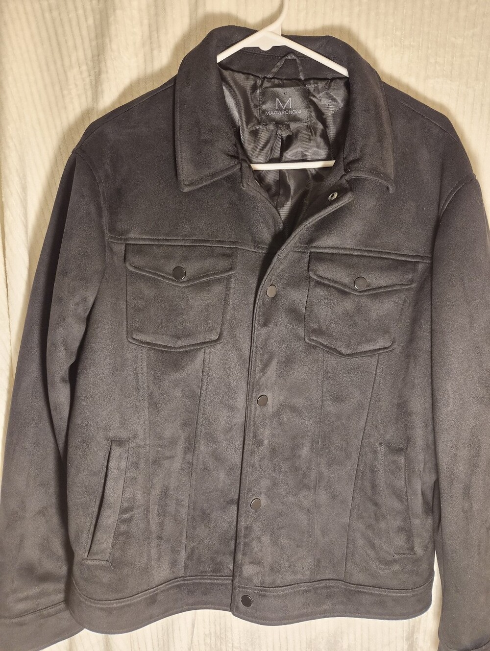 Magaschoni Faux Suede Leather Jacket Men Medium M Black Western Trucker Shacket